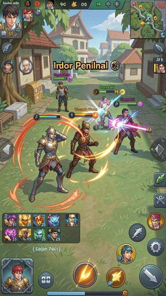 Tangkapan layar menunjukkan karakter utama dalam aksi penuh semangat.
