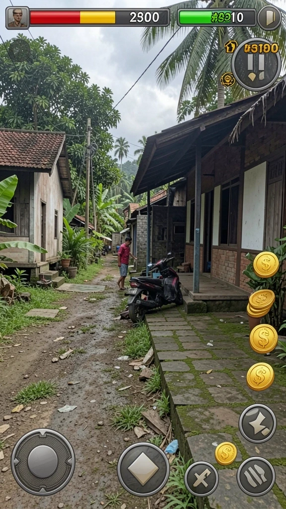 Ilustrasi tindakan seru dalam permainan.